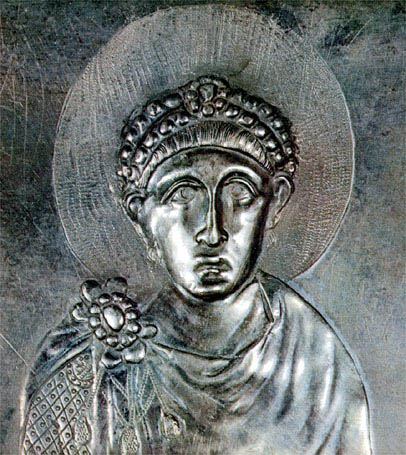 Theodosius I  Roman Emperor reigned 379-395 CE  from the Missorium of Theodosius I   Real Academia de la Historia  Madrid